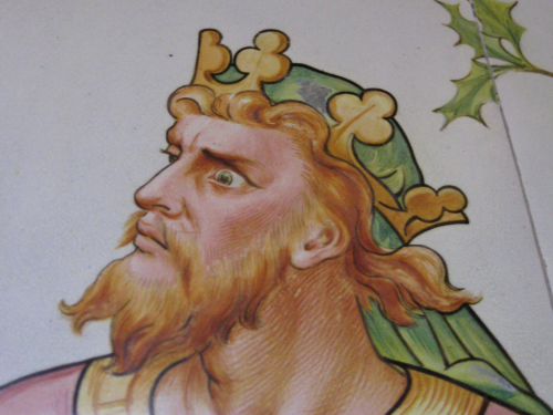 Prüfungsvorbereitung: Gemälde eines Königs auf einer Fliese, er reißt ein Auge auf und runzelt die Augenbrauen