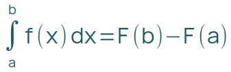 Das Integral einer Funktion in den Grenzen von a bis b ist gleich großes F von b minus großes F von a