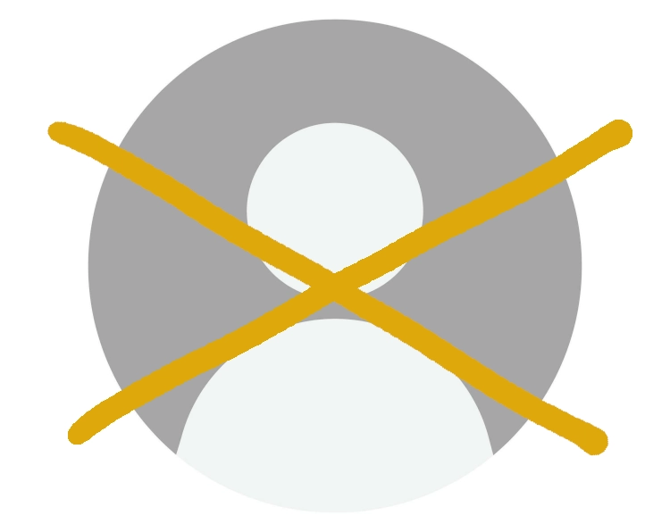 Ein graues Avatarbild mit zwei überkreuzten Strichen von Hand durchgestrichen als Symbolbild für Facebook löschen